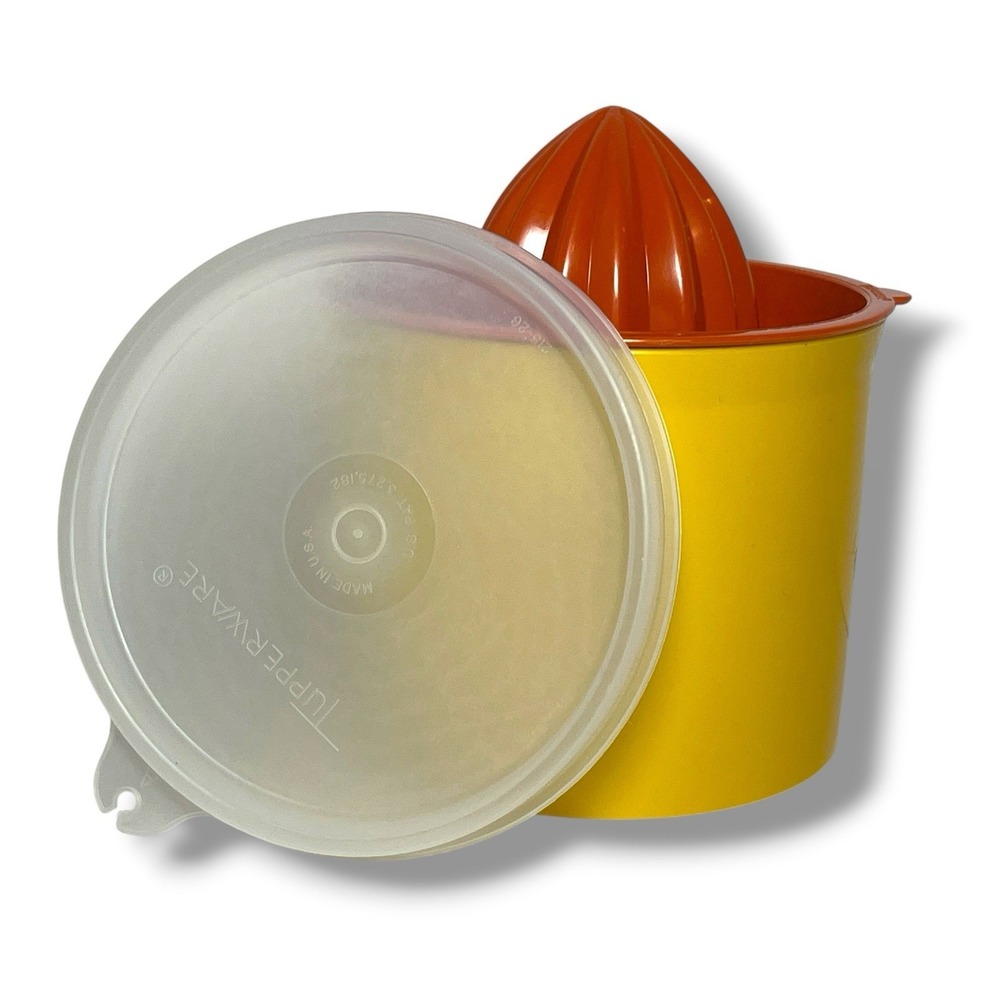 Vintage Tupperware Juicer (409) with Bowl (250) and Lid (215)  Yellow Orange New